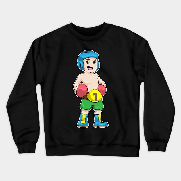 Boxer as Boxing champ with Head protection Crewneck Sweatshirt by Markus Schnabel